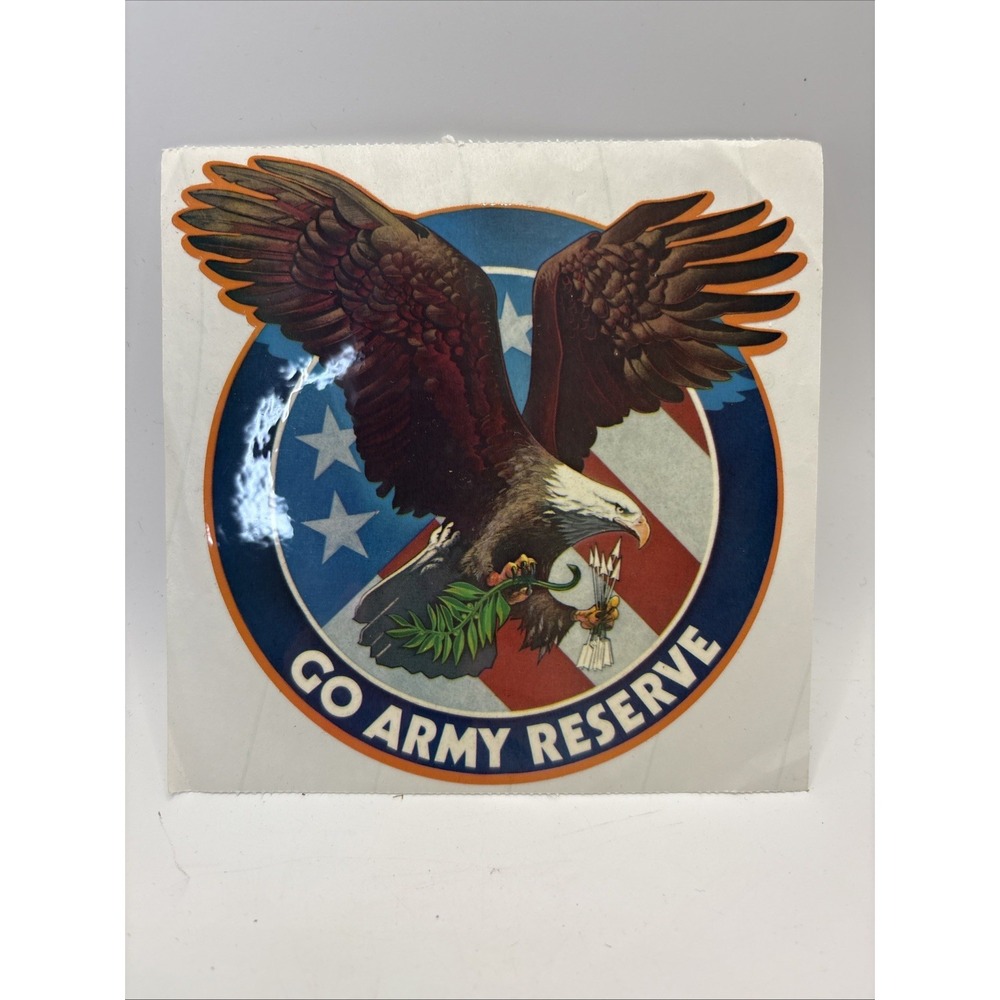 Vintage Go Army Reserve Winged Eagle Sticker Decal‎ Promotional 4.25" Round NEW